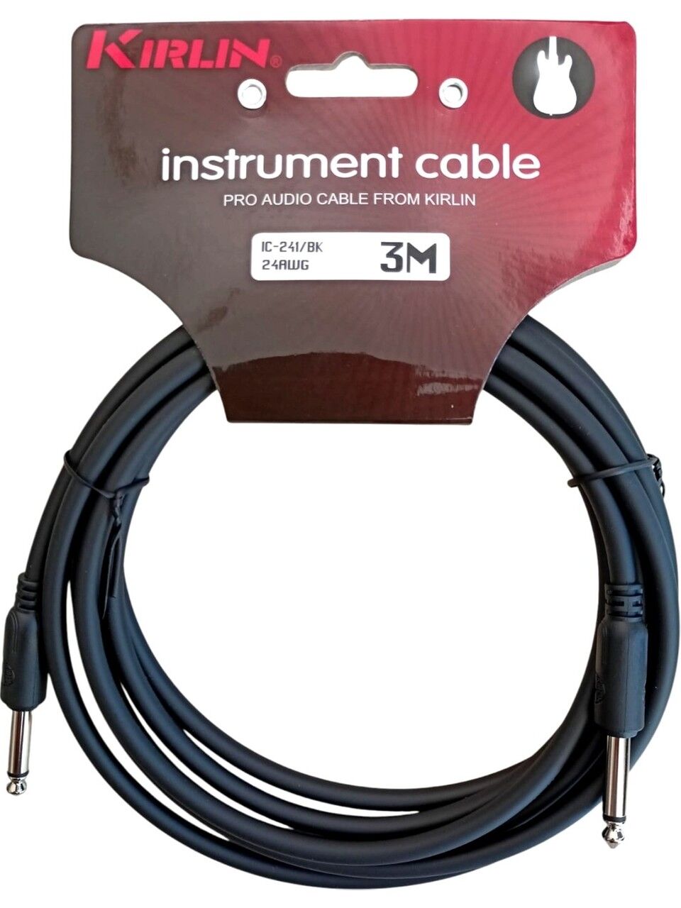 IC-241-3M Bk Gitar Kablosu 3 Metre Enstruman Kablosu 24 Awg 1/4 Mono Plug