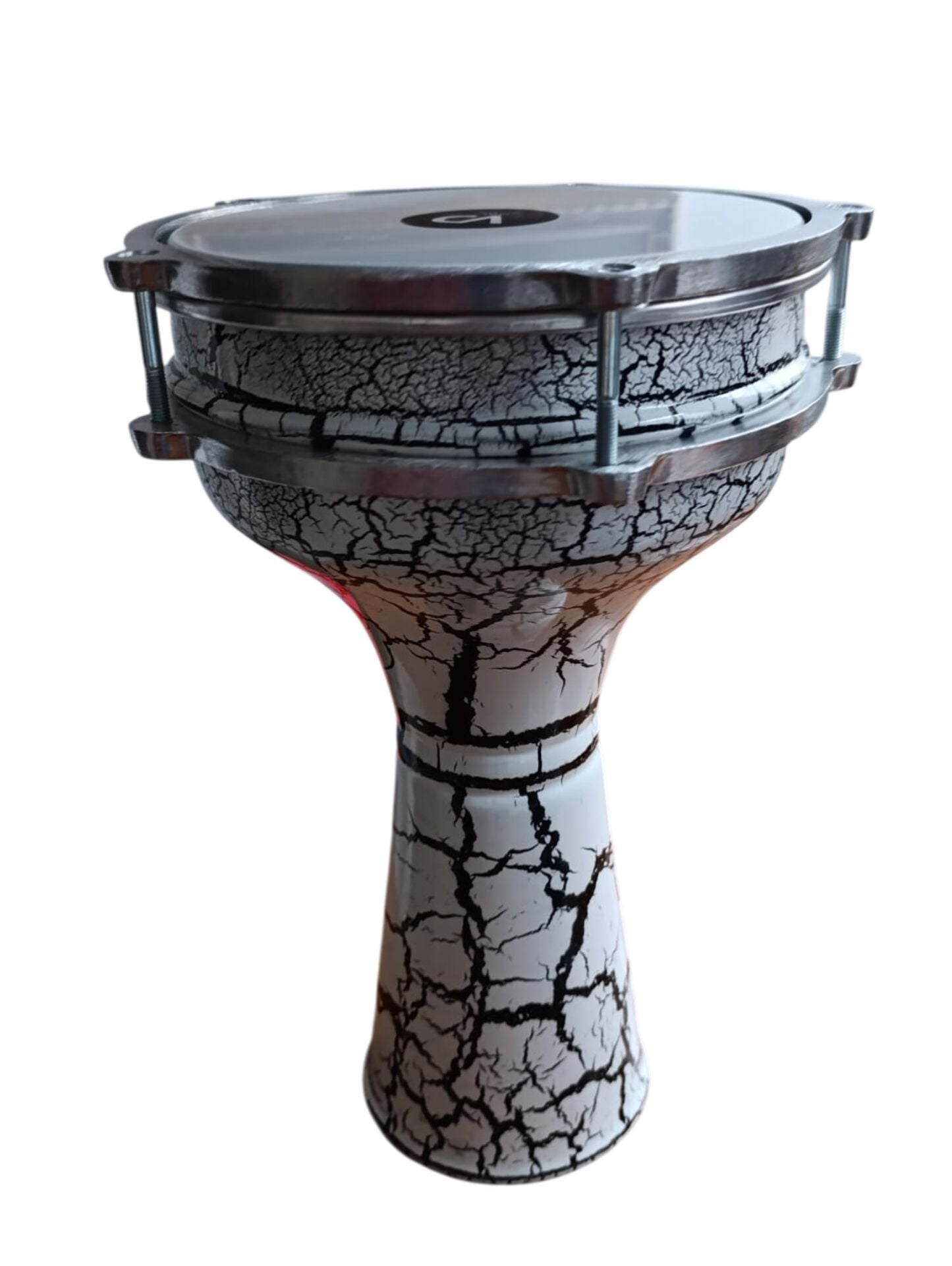 VATAN 144 Alüminyum Darbuka çatlak desen No4 beyaz ve siyah